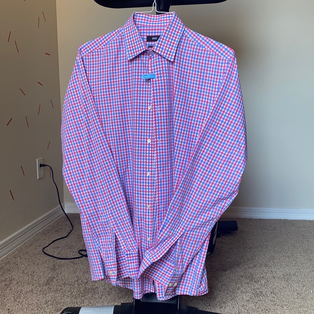 Plaid Hugo Boss button down shirt